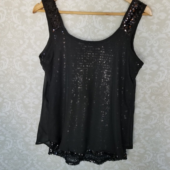Cache black sequined sleeveless top sz XS - Picture 5 of 5